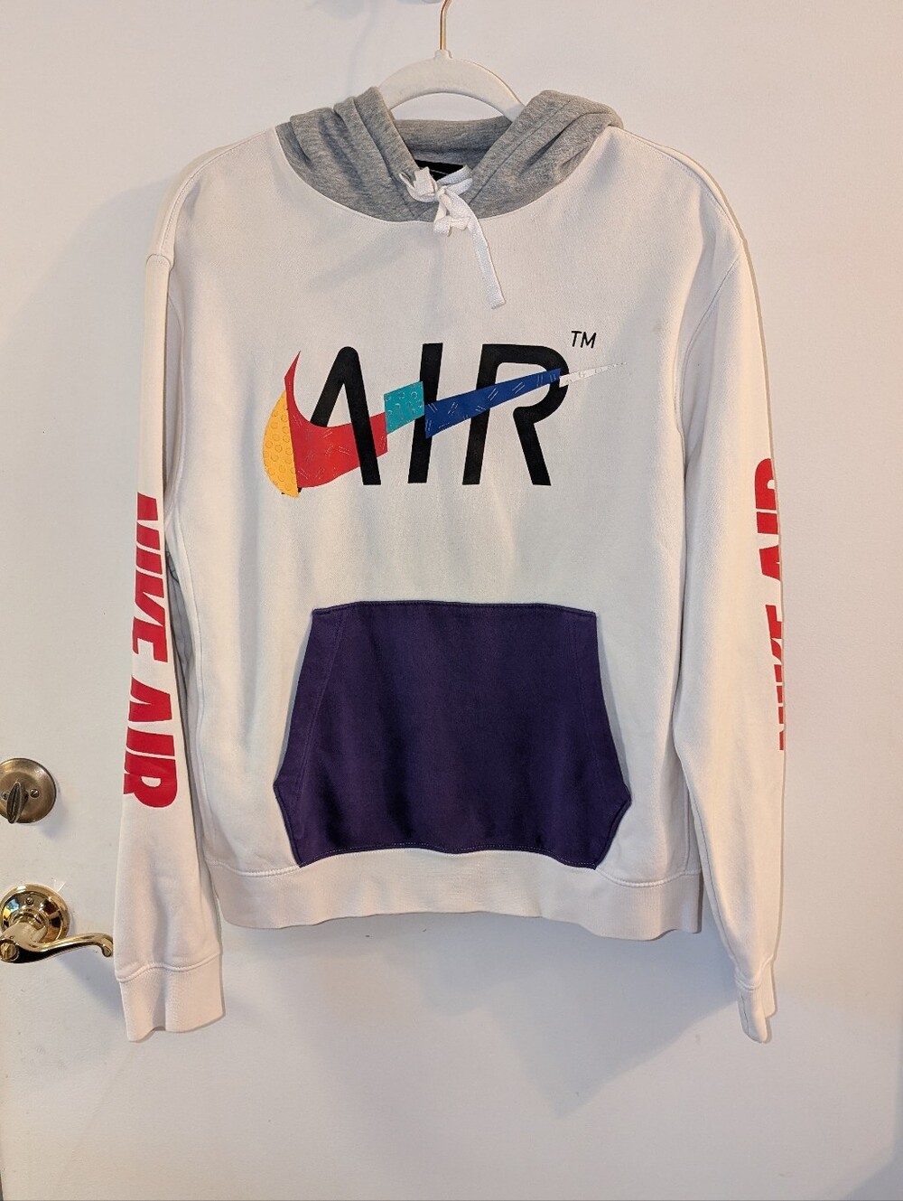 Men's Sweatshirt Hooded Nike Air Multicolor Size Medium